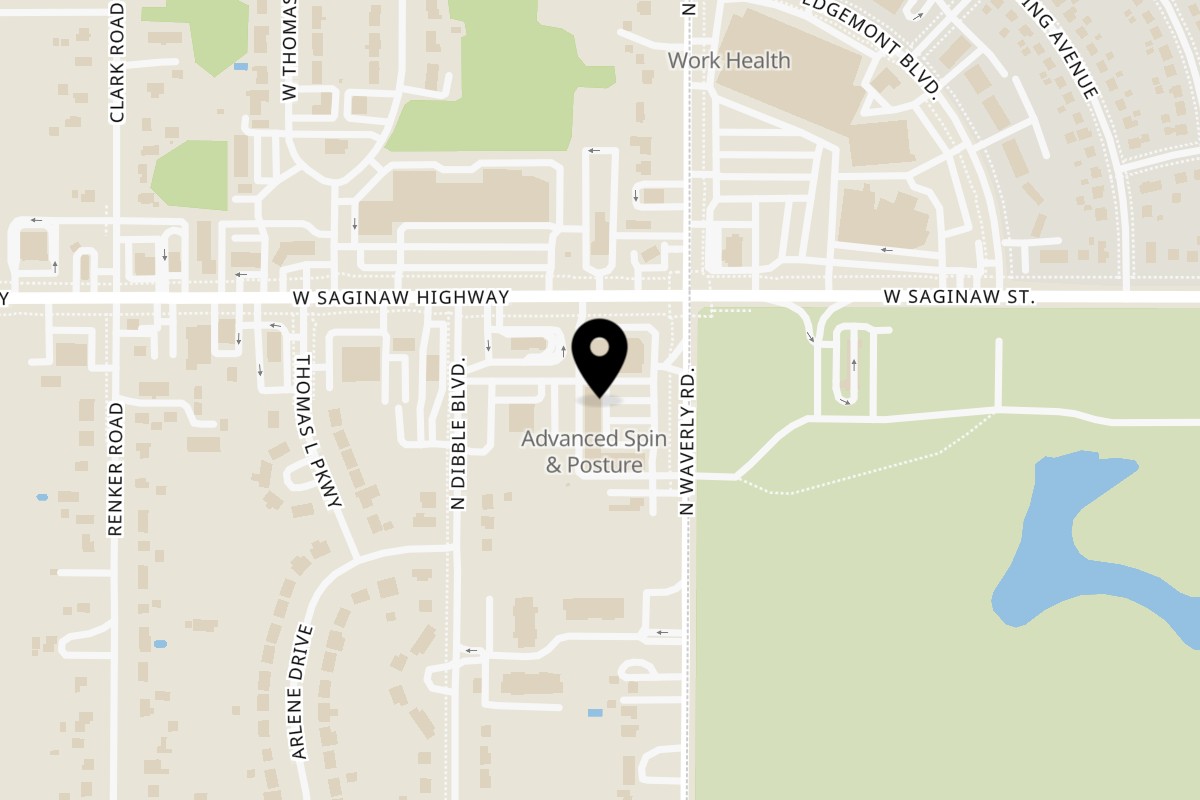 Map showing the location of Mancino's Pizzas and Grinders on 603 N Waverly Rd # 7 in Lansing